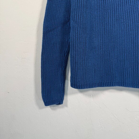 Quince Royal Blue Ribbed Tight Knit Raglan Sleeve Pullover Cotton Sweater Size M - Picture 4 of 8